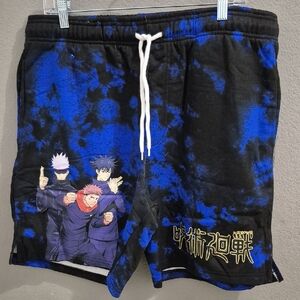 Blue Tie-Dye Anime Graphic Men’s Shorts